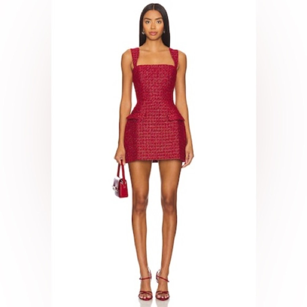 Amanda Uprichard Bethany Skort Pamper Red Durham Tweed Mini Dress Size S